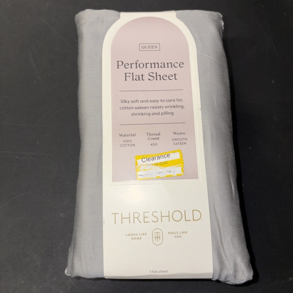 Queen 400 Thread Count Performance Flat Sheet Gray - Threshold: Cotton 28326